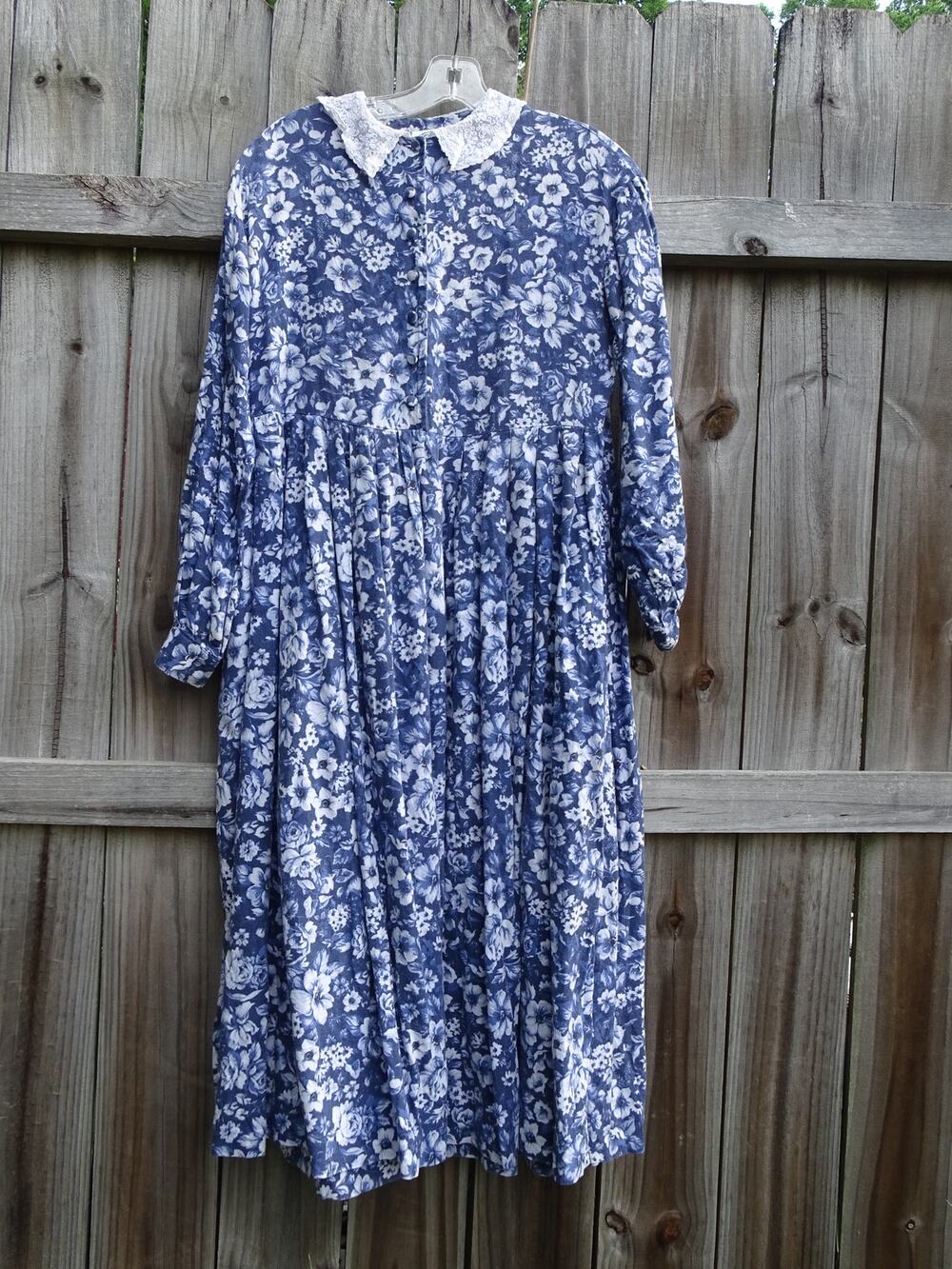 intage 80s Laura Ashley Great Britain Floral Lace Collar Dress 8